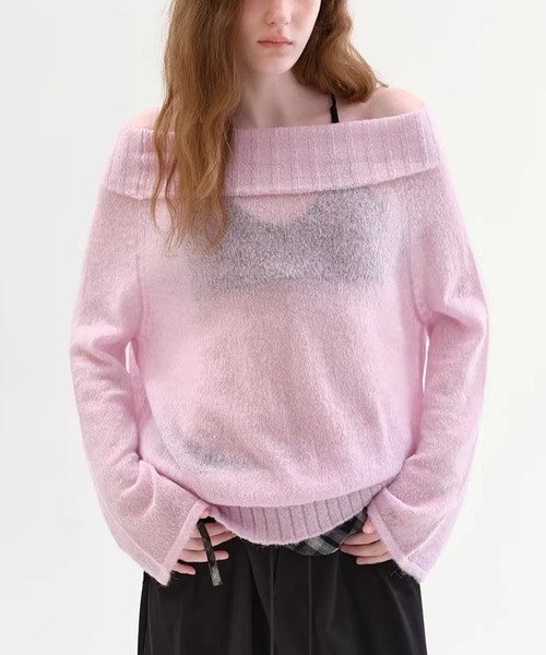 Fano Studios（ファノ ストゥディオズ）の「ベルスリーブ オフショルダー ニットトップス FX26S024【Fano Studios】【2026SS】（ニット/セーター・レディース・ピンク・L/M/S）」の8枚目の写真