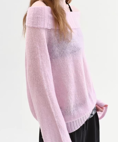 Fano Studios（ファノ ストゥディオズ）の「ベルスリーブ オフショルダー ニットトップス FX26S024【Fano Studios】【2026SS】（ニット/セーター・レディース・ピンク・L/M/S）」の9枚目の写真