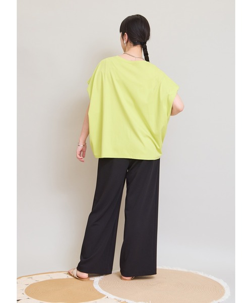 LHELBIE(レルビエ)の「ドロストボックスロゴTシャツ(Tシャツ/カットソー・レディース・チャコールグレー/イエロー×グリーン/オフホワイト・M)」の17枚目の写真