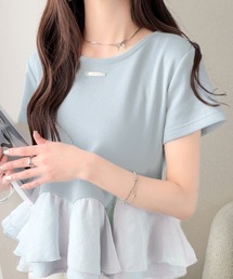 Tシャツ/カットソー（ブルー・ネイビー/青色系・フリル）ファッション