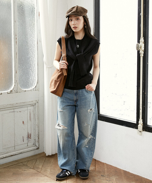 PEACH JOHN(ピーチジョン)の「PEACH JOHN × PUBLUX/ピーチ・ジョン <接触冷感>肩掛け ノースリーブ サマーニット トップス 限定展開(ニット/セーター・レディース・ブラック/ナチュラル/ベージュ/ネイビー・フリ-)」の9枚目の写真