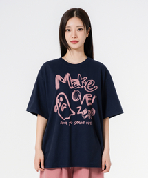 ゴーストドローイングオーバーサイズ半袖Tシャツネイビー
