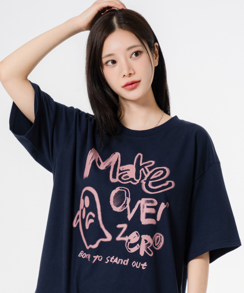 MOZMOZ(モズモズ)の「ゴーストドローイングオーバーサイズ半袖Tシャツネイビー(Tシャツ/カットソー・レディース・その他・1/2/3)」の3枚目の写真