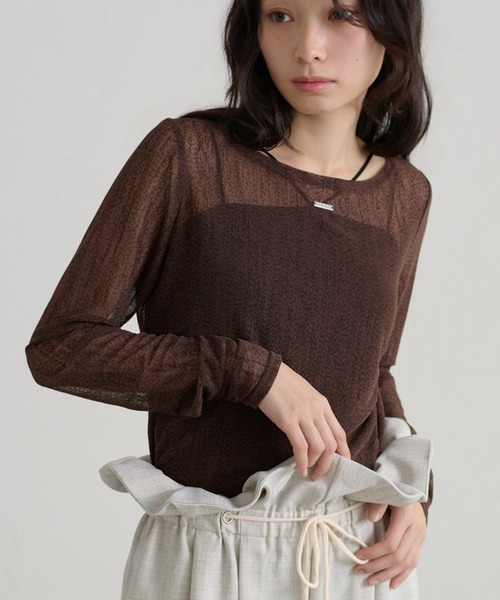 apres jour clair(アプレジュールクレア)の「【apres jour clair】シアープレート付きトップス(Tシャツ/カットソー・レディース・ブラック/ブラウン系その他/アイボリー/ライトブルー/オフホワイト・フリー/X-LARGE)」の4枚目の写真