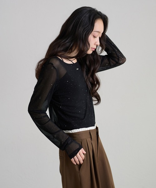 apres jour clair(アプレジュールクレア)の「【apres jour clair】シアープレート付きトップス(Tシャツ/カットソー・レディース・ブラック/ブラウン系その他/アイボリー/ライトブルー/オフホワイト・フリー/X-LARGE)」の6枚目の写真