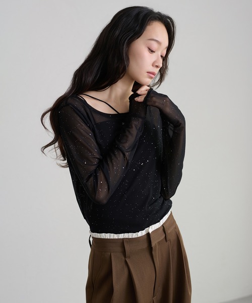 apres jour clair(アプレジュールクレア)の「【apres jour clair】シアープレート付きトップス(Tシャツ/カットソー・レディース・ブラック/ブラウン系その他/アイボリー/ライトブルー/オフホワイト・フリー/X-LARGE)」の8枚目の写真