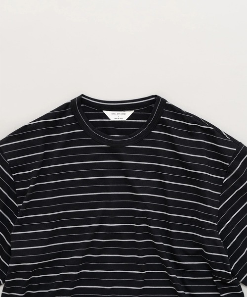 STILL BY HAND(スティルバイハンド)の「【STILL BY HAND】Striped t-shirt(Tシャツ/カットソー・メンズ・ブラック/グレー・46/48)」の3枚目の写真