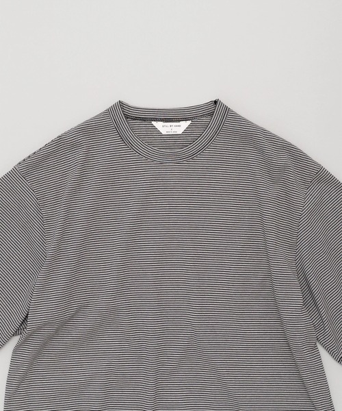 STILL BY HAND(スティルバイハンド)の「【STILL BY HAND】Striped t-shirt(Tシャツ/カットソー・メンズ・ブラック/グレー・46/48)」の4枚目の写真