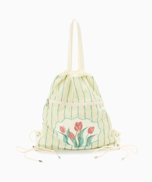 Casselini（キャセリーニ）の「Casselini(キャセリーニ)レースチューリップナップサック（バックパック/リュック・レディース・ピンク/グレー/アイボリー・FREE）」の12枚目の写真