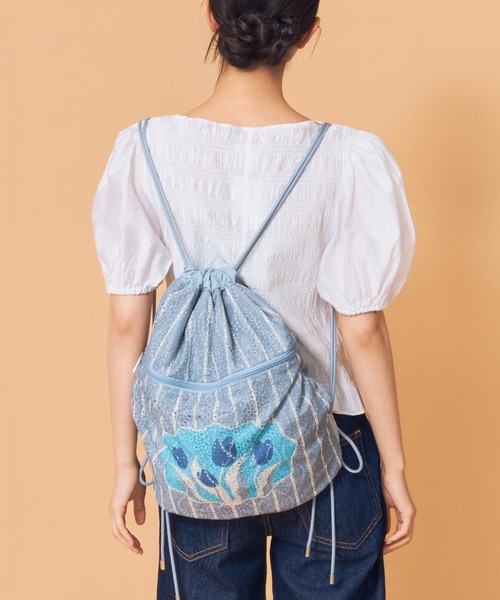 Casselini(キャセリーニ)の「Casselini(キャセリーニ)レースチューリップナップサック(バックパック/リュック・レディース・ピンク/グレー/アイボリー・FREE)」の15枚目の写真