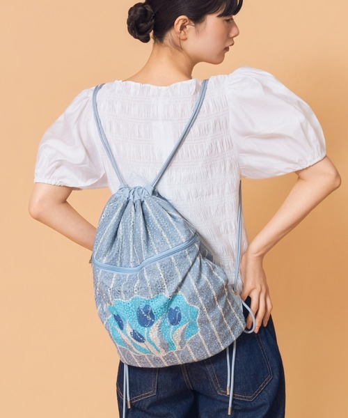Casselini(キャセリーニ)の「Casselini(キャセリーニ)レースチューリップナップサック(バックパック/リュック・レディース・ピンク/グレー/アイボリー・FREE)」の14枚目の写真