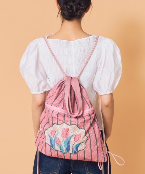 Casselini(キャセリーニ)の「Casselini(キャセリーニ)レースチューリップナップサック(バックパック/リュック・レディース・ピンク/グレー/アイボリー・FREE)」の19枚目の写真