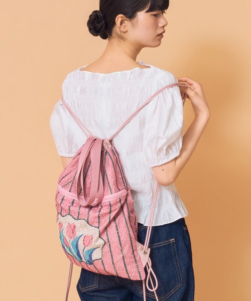 Casselini(キャセリーニ)の「Casselini(キャセリーニ)レースチューリップナップサック(バックパック/リュック・レディース・ピンク/グレー/アイボリー・FREE)」の20枚目の写真