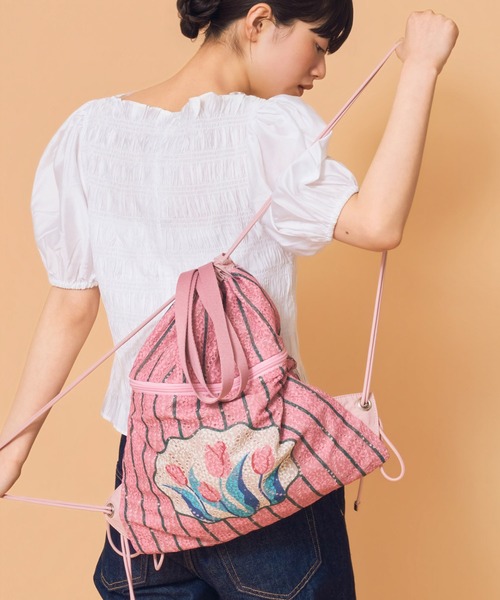 Casselini(キャセリーニ)の「Casselini(キャセリーニ)レースチューリップナップサック(バックパック/リュック・レディース・ピンク/グレー/アイボリー・FREE)」の21枚目の写真