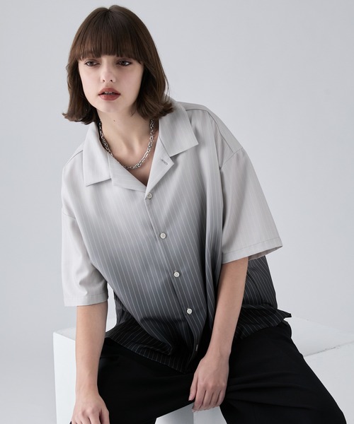 VELNUS(ベルナス)の「【VELNUS】Cool-Touch Beautiful Gradient Stripe Open-Collar Short-Sleeve Shirt/〈接触冷感付き〉ビューティフルグラデーションストライプ半袖オープンカラーシャツ(シャツ/ブラウス・メンズ・サックスブルー/ブラック・L/M/S)」の11枚目の写真