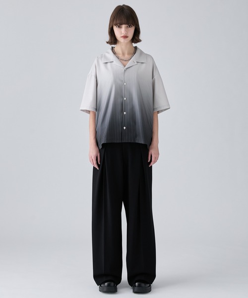 VELNUS(ベルナス)の「【VELNUS】Cool-Touch Beautiful Gradient Stripe Open-Collar Short-Sleeve Shirt/〈接触冷感付き〉ビューティフルグラデーションストライプ半袖オープンカラーシャツ(シャツ/ブラウス・メンズ・サックスブルー/ブラック・L/M/S)」の14枚目の写真
