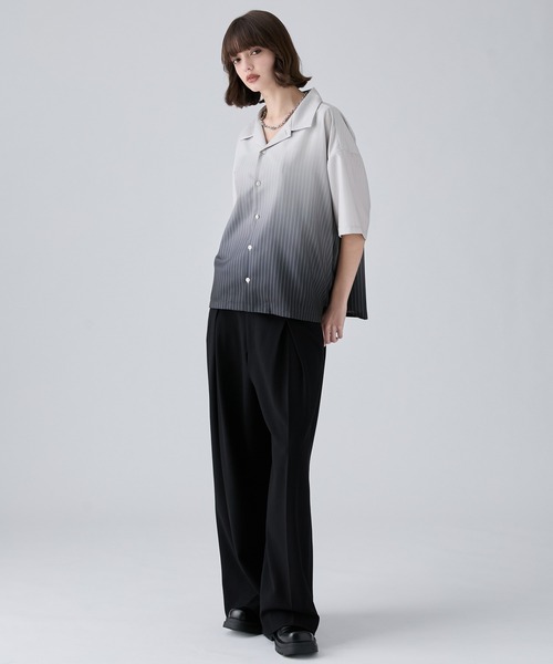 VELNUS(ベルナス)の「【VELNUS】Cool-Touch Beautiful Gradient Stripe Open-Collar Short-Sleeve Shirt/〈接触冷感付き〉ビューティフルグラデーションストライプ半袖オープンカラーシャツ(シャツ/ブラウス・メンズ・サックスブルー/ブラック・L/M/S)」の19枚目の写真