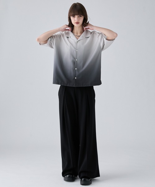VELNUS(ベルナス)の「【VELNUS】Cool-Touch Beautiful Gradient Stripe Open-Collar Short-Sleeve Shirt/〈接触冷感付き〉ビューティフルグラデーションストライプ半袖オープンカラーシャツ(シャツ/ブラウス・メンズ・サックスブルー/ブラック・L/M/S)」の20枚目の写真
