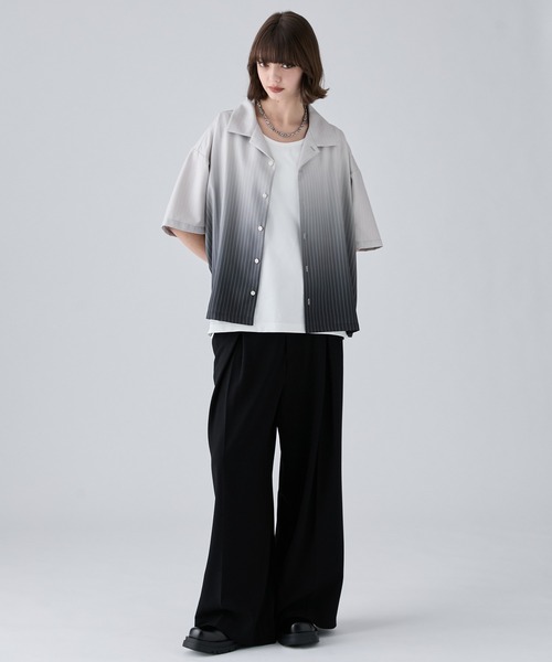 VELNUS(ベルナス)の「【VELNUS】Cool-Touch Beautiful Gradient Stripe Open-Collar Short-Sleeve Shirt/〈接触冷感付き〉ビューティフルグラデーションストライプ半袖オープンカラーシャツ(シャツ/ブラウス・メンズ・サックスブルー/ブラック・L/M/S)」の22枚目の写真