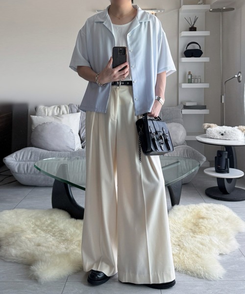 VELNUS(ベルナス)の「【VELNUS】Cool-Touch Beautiful Gradient Stripe Open-Collar Short-Sleeve Shirt/〈接触冷感付き〉ビューティフルグラデーションストライプ半袖オープンカラーシャツ(シャツ/ブラウス・メンズ・サックスブルー/ブラック・L/M/S)」の5枚目の写真
