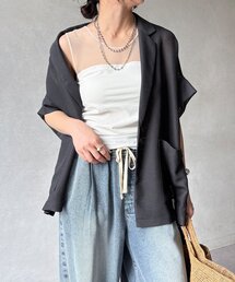 DouDou | 【WEB限定】カップ付チュール切替タンク(タンクトップ)