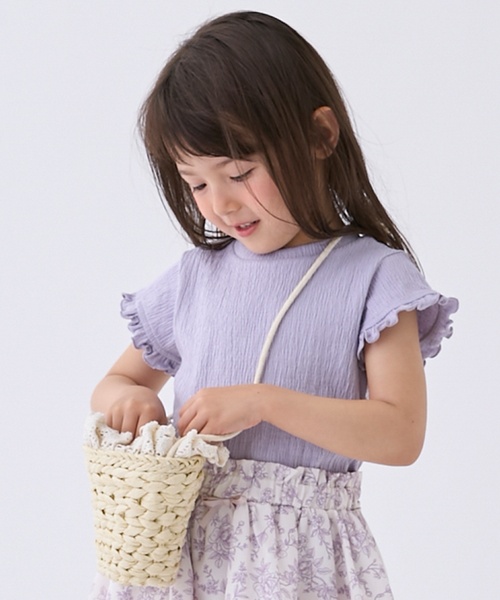 petit main(プティマイン)の「レースつきペーパーポシェット(ショルダーバッグ・キッズ・モカ/ライトベージュ・F)」の1枚目の写真