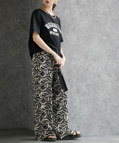 Soiunique（スワユニーク）の「【接触冷感・吸水速乾】　カレッジロゴデザイン半袖Ｔシャツ　［Soiunique］（Tシャツ/カットソー・レディース・ブラウン/ネイビー/ブラック・M/L/LL）」の7枚目の写真
