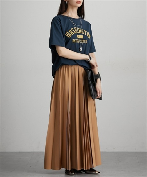 Soiunique（スワユニーク）の「【接触冷感・吸水速乾】　カレッジロゴデザイン半袖Ｔシャツ　［Soiunique］（Tシャツ/カットソー・レディース・ブラウン/ネイビー/ブラック・M/L/LL）」の18枚目の写真
