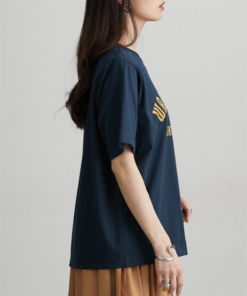 Soiunique（スワユニーク）の「【接触冷感・吸水速乾】　カレッジロゴデザイン半袖Ｔシャツ　［Soiunique］（Tシャツ/カットソー・レディース・ブラウン/ネイビー/ブラック・M/L/LL）」の15枚目の写真