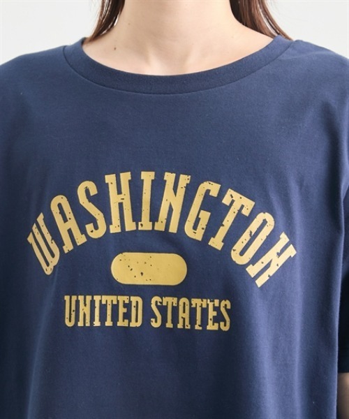Soiunique（スワユニーク）の「【接触冷感・吸水速乾】　カレッジロゴデザイン半袖Ｔシャツ　［Soiunique］（Tシャツ/カットソー・レディース・ブラウン/ネイビー/ブラック・M/L/LL）」の13枚目の写真