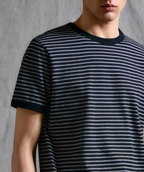 MUSINSA STANDARD（ムシンサスタンダード）の「ダブルストライプリンガーTシャツ[ブラック/アイボリー]（Tシャツ/カットソー・メンズ・その他・3XL/SMALL/MEDIUM/LARGE/X-LARGE/2XL）」の4枚目の写真