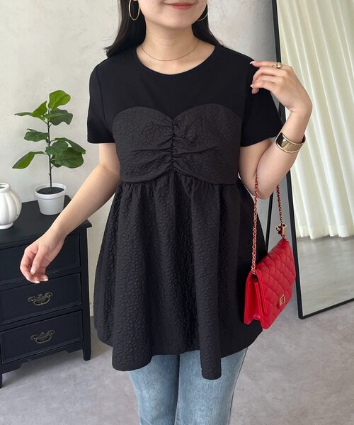 prose verse（プロズヴェール）の「ジャガードビスチェドッキングＴシャツ（Tシャツ/カットソー・レディース・オフホワイト/ブラック・LARGE/MEDIUM）」の2枚目の写真