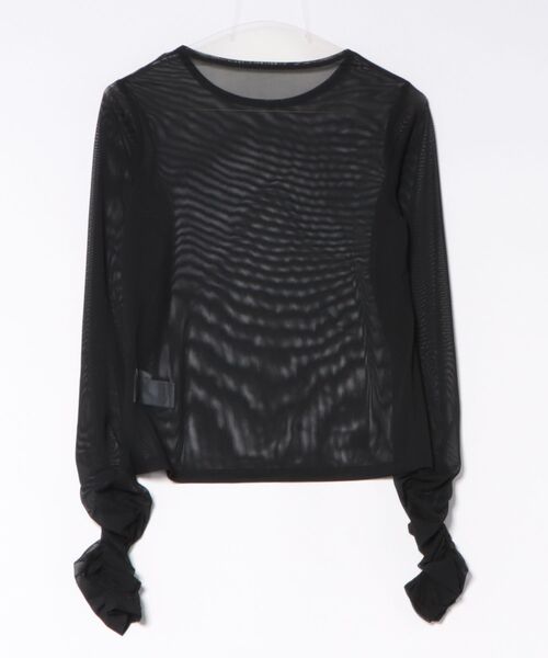 CIEL'AIR(シエルエアー)の「SHEER SHIRRING PO(シアーシャーリングプルオーバー)(Tシャツ/カットソー・レディース・ブラック/オフホワイト・FREE)」の17枚目の写真