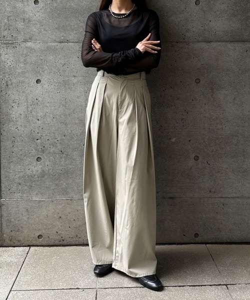 CIEL'AIR(シエルエアー)の「SHEER SHIRRING PO(シアーシャーリングプルオーバー)(Tシャツ/カットソー・レディース・ブラック/オフホワイト・FREE)」の15枚目の写真