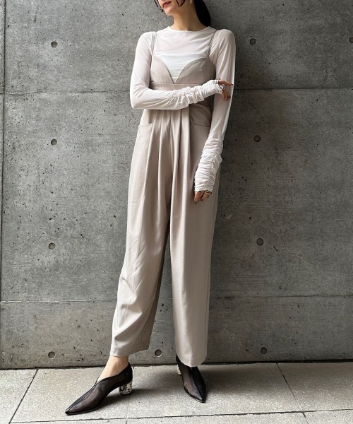 CIEL'AIR(シエルエアー)の「SHEER SHIRRING PO(シアーシャーリングプルオーバー)(Tシャツ/カットソー・レディース・ブラック/オフホワイト・FREE)」の7枚目の写真