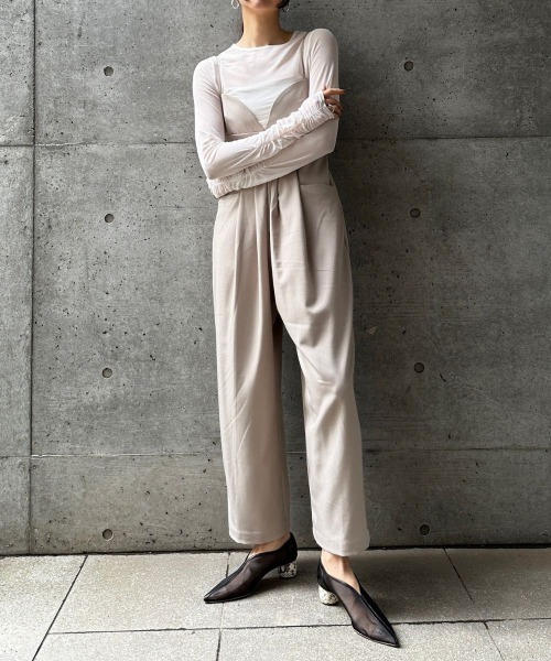 CIEL'AIR(シエルエアー)の「SHEER SHIRRING PO(シアーシャーリングプルオーバー)(Tシャツ/カットソー・レディース・ブラック/オフホワイト・FREE)」の5枚目の写真