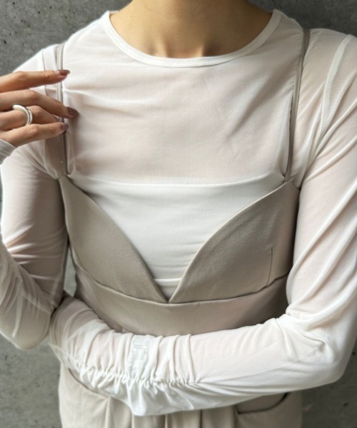 CIEL'AIR(シエルエアー)の「SHEER SHIRRING PO(シアーシャーリングプルオーバー)(Tシャツ/カットソー・レディース・ブラック/オフホワイト・FREE)」の18枚目の写真
