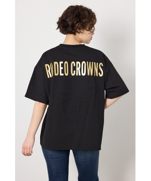 RODEO CROWNS WIDE BOWL(ロデオクラウンズワイドボウル)の「エンボスロゴVネックTシャツ(Tシャツ/カットソー・レディース・オフホワイト/ピンク/ブラック/サックスブルー・MEDIUM/LARGE)」の7枚目の写真