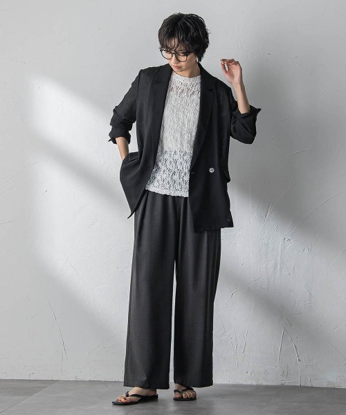 MAYSON GREY(メイソングレイ)の「【一瞬で楽とキレイを叶える】タンブラーブッチャーイージーワイドパンツ≪セットアップ対応≫(その他パンツ・レディース・ブラック/ブラウン/ベージュ/イエロー・M)」の7枚目の写真