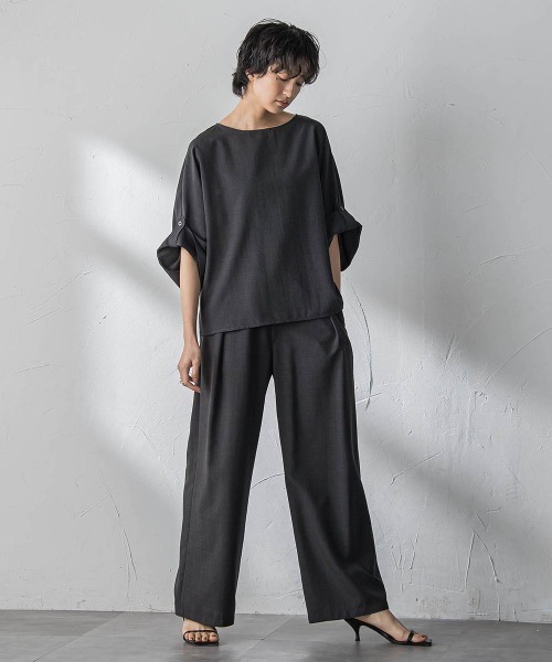 MAYSON GREY(メイソングレイ)の「【一瞬で楽とキレイを叶える】タンブラーブッチャーイージーワイドパンツ≪セットアップ対応≫(その他パンツ・レディース・ブラック/ブラウン/ベージュ/イエロー・M)」の13枚目の写真