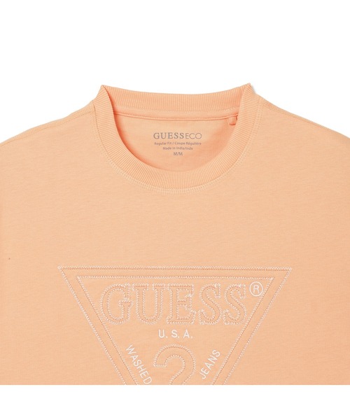Guess(ゲス)の「TRIANGLE Stitching Tee Tシャツ 半袖 ロゴTシャツ(Tシャツ/カットソー・メンズ・ダークネイビー/オレンジ・SMALL/MEDIUM/LARGE/X-LARGE/XX-LARGE)」の5枚目の写真