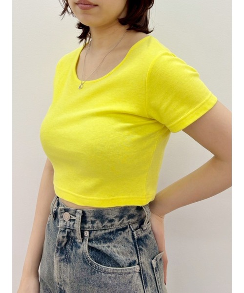 EVRIS(エヴリス)の「BASICシンプルショートTシャツ(Tシャツ/カットソー・レディース・イエロー/ピンク/ブラック/グレー/ホワイト・FREE)」の4枚目の写真