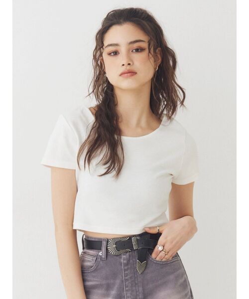 EVRIS(エヴリス)の「BASICシンプルショートTシャツ(Tシャツ/カットソー・レディース・イエロー/ピンク/ブラック/グレー/ホワイト・FREE)」の9枚目の写真