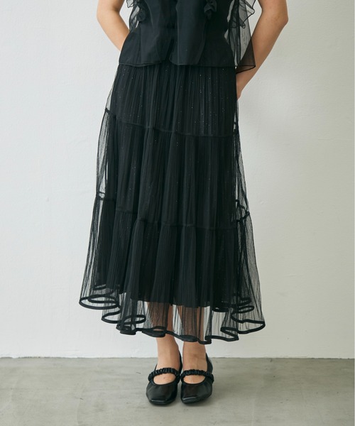 Lunea(ルネア)の「ラメチュールロングスカート / glitter tulle long skirt(スカート・レディース・アイボリー/ブラック/ブラウン・FREE)」の15枚目の写真
