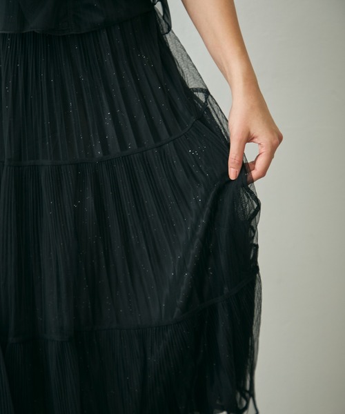 Lunea(ルネア)の「ラメチュールロングスカート / glitter tulle long skirt(スカート・レディース・アイボリー/ブラック/ブラウン・FREE)」の7枚目の写真