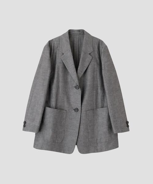MARGARET HOWELL(マーガレットハウエル)の「COTTON RAMIE CHAMBRAY(テーラードジャケット・レディース・グレー/ブラウン・1/2)」の5枚目の写真