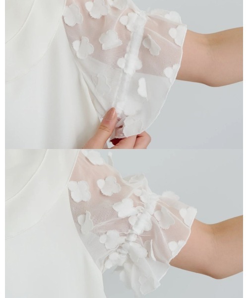 Neige(ネージュ)の「フローラルペタルショートスリーブブラウス(シャツ/ブラウス・レディース・ブラック/ホワイト・ONE SIZE)」の18枚目の写真