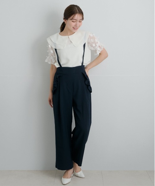 Neige(ネージュ)の「フローラルペタルショートスリーブブラウス(シャツ/ブラウス・レディース・ブラック/ホワイト・ONE SIZE)」の7枚目の写真