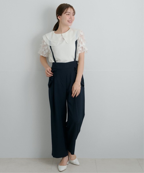 Neige(ネージュ)の「フローラルペタルショートスリーブブラウス(シャツ/ブラウス・レディース・ブラック/ホワイト・ONE SIZE)」の6枚目の写真