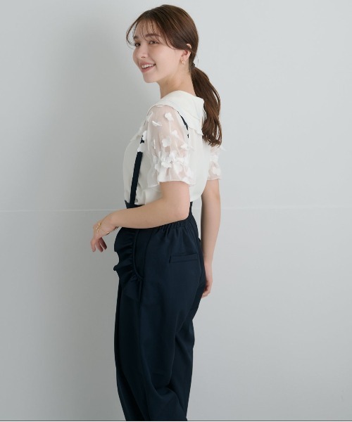 Neige(ネージュ)の「フローラルペタルショートスリーブブラウス(シャツ/ブラウス・レディース・ブラック/ホワイト・ONE SIZE)」の12枚目の写真